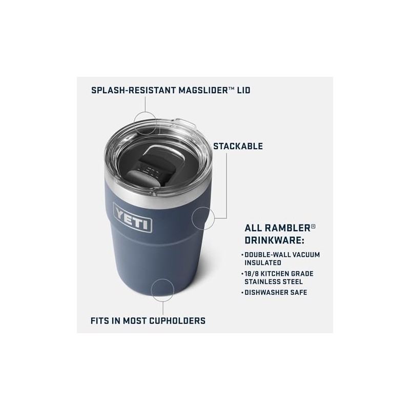 YETI Rambler Cup, Vacuum Insulated Stainless Steel Stackable Cup with