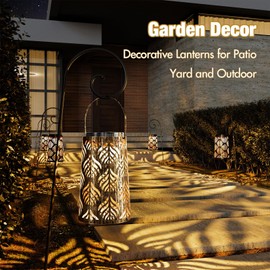 Outdoor Solar Lanterns, Waterproof Garden Decor Lantern, Outdoor Solar Lights, Birthday New Year Christmas Gifts for Women Mom Grandma, Hanging Solar Lights, Decoration for Yard Patio Path Porch