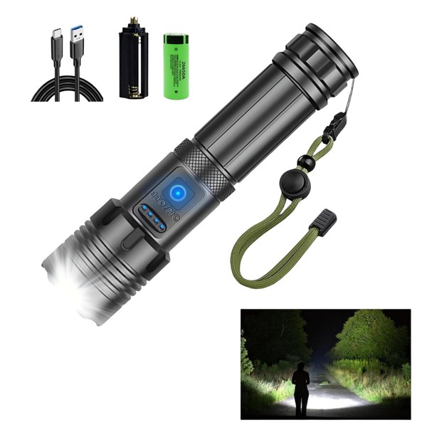 Sunallwell LED Torch Rechargeable, 20000 Lumens Super Bright Torches Powerful