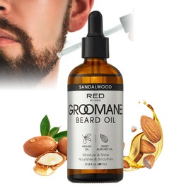 Red by Kiss Groomane Beard Oil, Argan Oil & Sweet Almond Oil, Paraben & Phthalate-Free, Hydrates, Softens Healthy Smooth Beard Hair (3 fl.oz, Sandalwood)