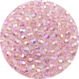 Jmassyang 200pcs 10mm Glossy Acrylic Faceted Beads AB Color Crystal Round Plastic Spacer Crafts Bead for DIY Necklaces Bracelets Earrings Jewelry Making Bead Curtains Home Decoration(Light Pink AB)