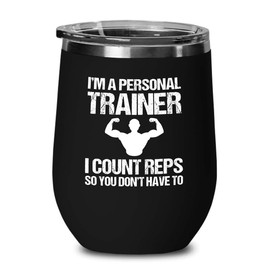 Luxe Gifting Personal Trainer Black Edition Wine Tumbler 12oz - I'm Personal Trainer - Fitness Instructor Workout Coach Exercise Lover Cardio Lover Gym Coach