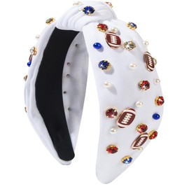 Gosuoa Pearl Rhinestone Jeweled Knotted Headband