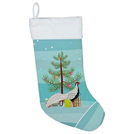 Caroline's Treasures BB9296CS Silver Pheasant Christmas Christmas Stocking, Teal Fireplace Hanging Stockings Christmas Season Party Decor Family Holiday Decorations