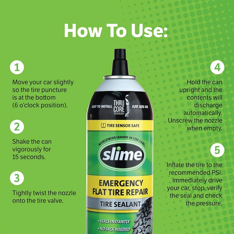 Slime 60187 Flat Tire Puncture Repair Sealant, Emergency Repair for