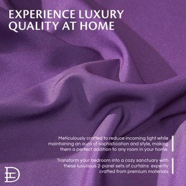 Dainty Home Ombre Darkening Curtains, Curtains for Living Room and Bedroom Purple 40"W x 84"L Set of 2 Machine Washable Light Filtering Curtain