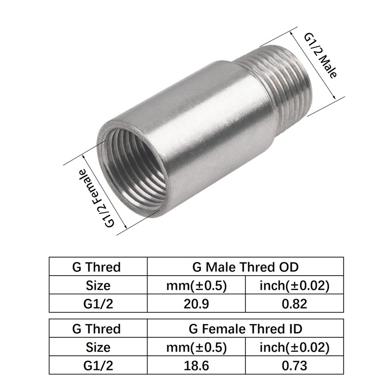 Rrina 304 Stainless Steel Shower Head Extension Arm G1/2 Male