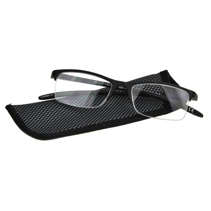 Foster Grant Men's Paolo Square Reading Glasses, Black/Transparent, 59 mm