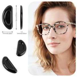 AUEAR, 12 Pairs Eyeglass Nose Pads Stick on Anti-Slip 2mm Black Adhesive Soft Silicone for Glasses Sunglasses