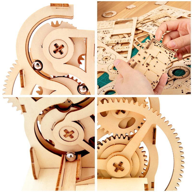 Solar 3D Wooden Puzzle Marble Run DIY Model Kit Craft