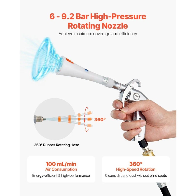Air Blow Gun 6-9.2 Bar With 2 Nozzles Car Cleaning