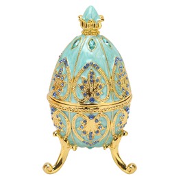 Egg Trinket Box Enamelled Jewelry Box Zinc Alloy Exquisite Jewelry Ornament Box for Rings Necklaces Earrings Sky Blue
