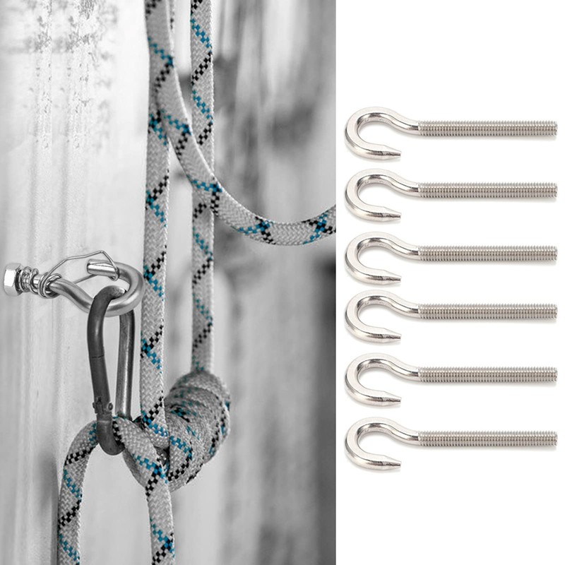 10pcs 304 Stainless Steel Eye Bolt Hooks, Open Bolt Hook