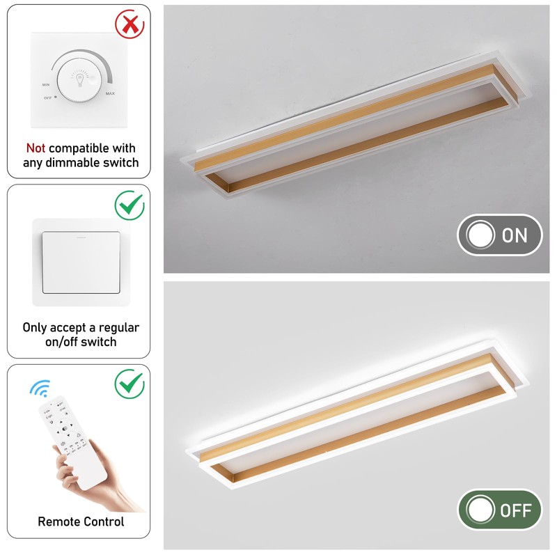 Vloitgol Dimmable Led Ceiling Light with Remote Control 31.5in Modern