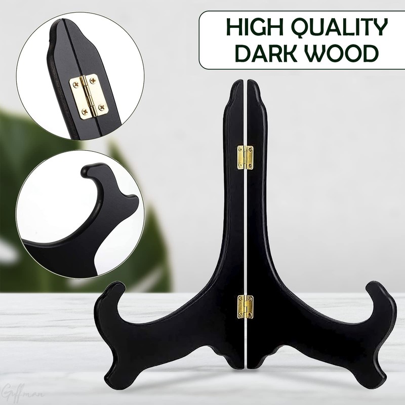 Guffman 12 Inch Wooden Display Stand - Black Wood Plate