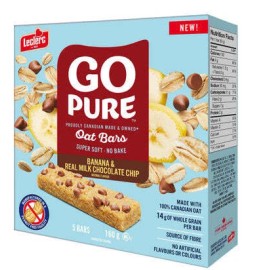 GO Pure Leclerc, Go Pure Banana & Real Milk Chocolate Chip Oat Bars, 5ct, 160g/5.6 oz.,