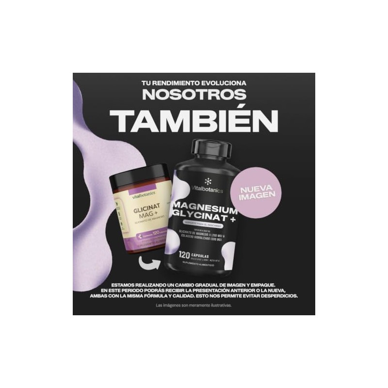 Glicinato Magnesio 120 Capsulas 500mg Meses Vitalbotanics Multivitaminico Colágeno Suplementos