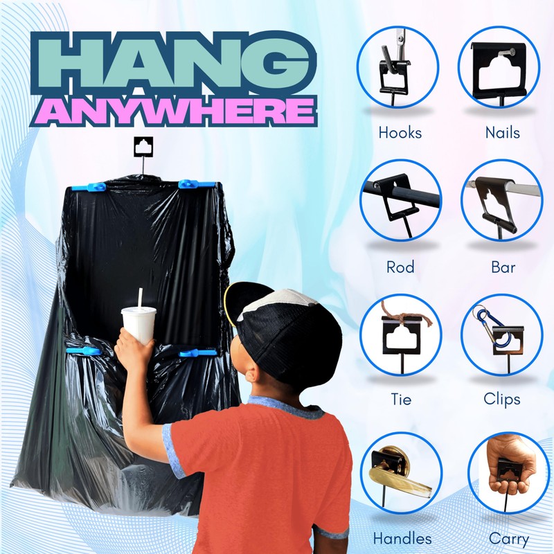 Portable Trash Bag Holder Stand For 20-33+ Gallon Liners 16x17in