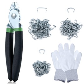 SPEEDWOX 362pcs Hog Ring Pliers Kit Hog Ring Pliers Angled Hog Rings with Straight Hog Ring Pliers Kit 360pcs 3/8" 1/2" 3/4" Hog Rings with Plier and Gloves for Animal Pet Cages、Ropes、Bagging、Railing