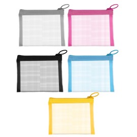 Piriuuo 5 Pcs Mini Zipper Pouch Clear Small Zipper Pouch Mesh Zipper Pouch Bags Multipurpose Document Pocket Makeup Cosmetic Accessories Travel Toiletries Storage Pouches for Organization