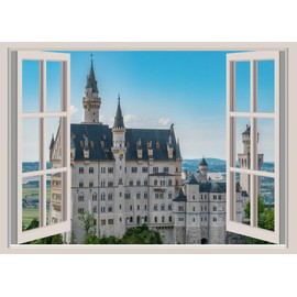 Neuschwanstein Castle Tapestry Germany Castle Scenic Landscape Room Decor Window Scenery Telework Background Decoration Wall Decor Fabric (Design 1)
