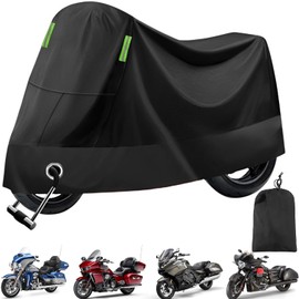 Motorcycle Tarpaulin Outdoor XXL, Waterproof Motorcycle Garage with Lock Hole, 210D Oxford Fabric, UV-Resistant, Winterproof for Honda, Suzuki, Kawasaki and Most Mopeds, 245 x 105 x 125 cm, Black