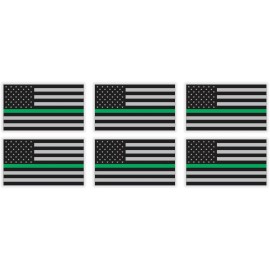 Unbranded/Generic 6 Mini Thin Green Line American Flag Stickers Decals for Hard Hats Helmets Flags