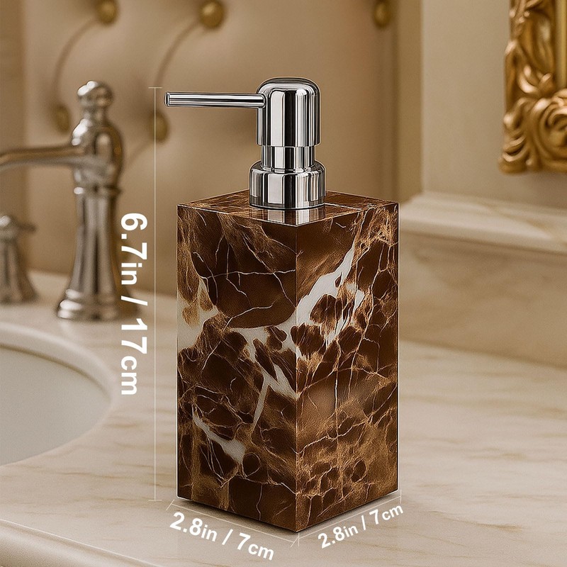 AUSAULAC 2 Pack Real Natural Marble Soap Dispenser with Stainless