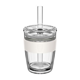 KeepCup Cold Cup - Longplay Double wall Glass Ice Coffee Tumbler with Lid and Straw - 12oz (340ml) - Chalk