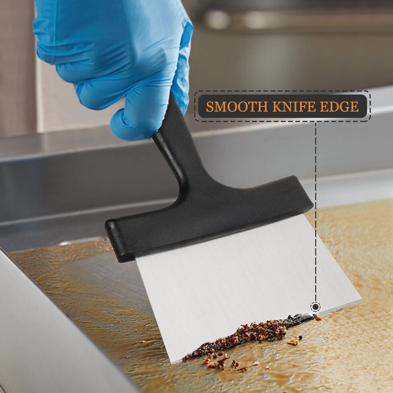 SHANGPEIXUAN Grill Scraper 6.4 Inch Stainless Steel Griddle Scraper with