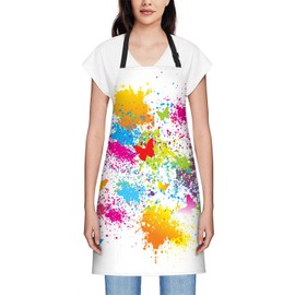 Smooffly Colorful Splatter Butterfly Apron Unisex Adjustable Bib Apron, Cooking Kitchen Chef Apron, Women Men Apron for Home Kitchen, Restaurant, Coffee house