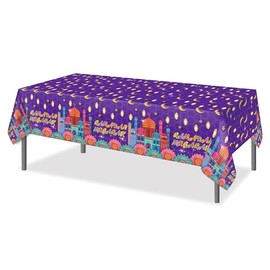 SWSATYW Ramadan Mubarak Disposable Plastic Tablecloth Party Decorations Ramadan Kareem Table Covers Tablecloth Party Supplies
