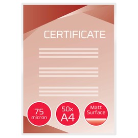 GBC Matt/Gloss Laminating Pouches 2 x 75 Micron A4 - Pack of 50