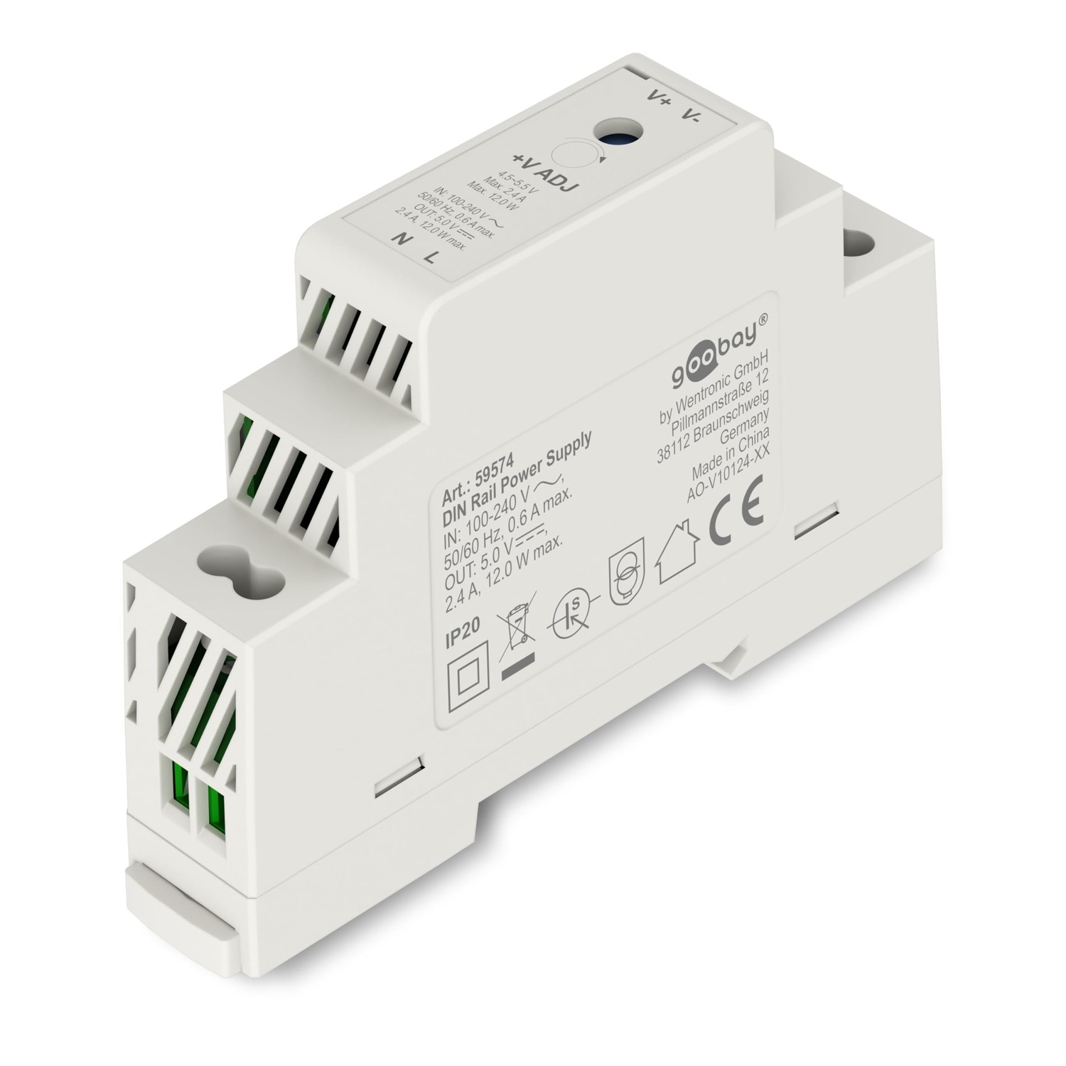 Goobay 59574 DIN Rail Power Supply 5 V Transformer Ideal for Operating ...