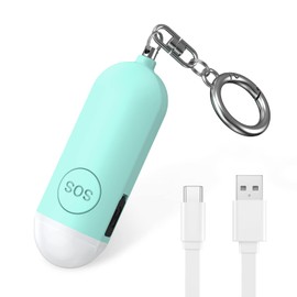 AMIR Security Buzzer, Security Alarm, Security Alarm, Security Bell, LED Light, 130 dB, Loud Volume, USB Charging, Flashlight, For Women, Elderly, Students, Girls, Children, Walking Dogs, Security