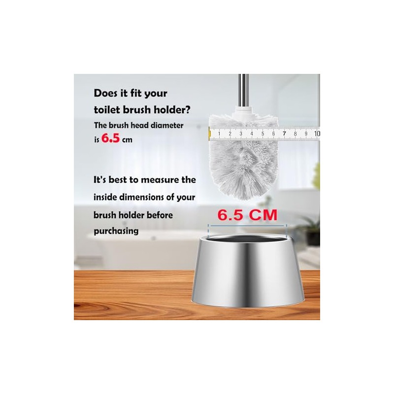 WAVEWO Stainless Steel Toilet Brush Set - 3 x Interchangeable