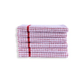 QUALITY HOME TEXTILES 100% Cotton Super Soft Terry Towelling Tea Towels with Hanging Loop | Pack of 3 | Kitchen Hand Towels Dish Cloth Super Absorbent Soft Touch | Gift Packed Tea Towels (Red)