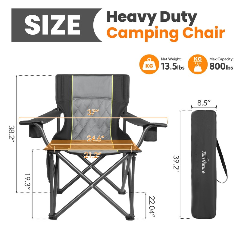Join Nature Outdoor Large Camping Chairs for Adults, Heavy Duty