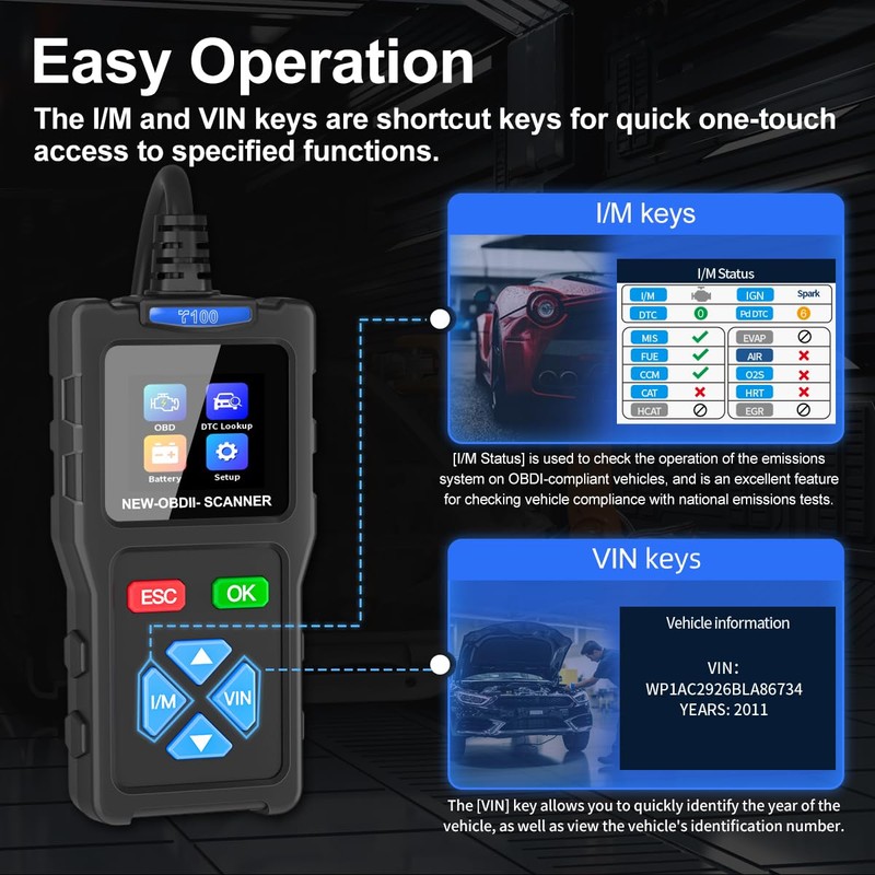 OBD2 Diagnostic Tool - OBDII/EOBD Diagnostic - Car Diagnostic OBD2