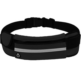 BOBOZHONG Waist Bag for Running,Fitness Mountain Cycling Waist Bag Waterproof with Headphone Holes Cell Phone Pockets Key Adjustable Belt,for Men Women Runners Gym Yoga Hiking Dog Walking(Black)