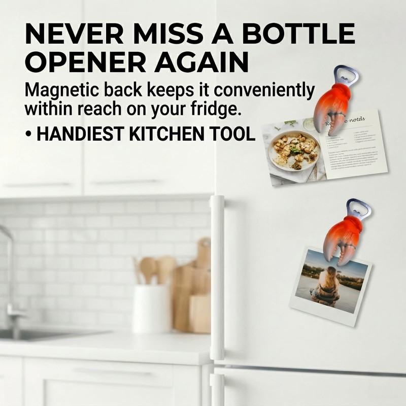 4.2 Inch Magnetic Bottle Opener - Crab Claw Fridge Magnet,