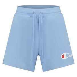 Champion Women's Legacy Icons W-Contrast Logo Cotton Lycra Shorts, sky blue