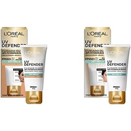LOreal Paris bloqueador solar FPS 50  LOréal Paris UV Defender anti-brillo tono medio, 40ml  bloqueador solar FPS 50 UV Defender anti-brillo, 40ml