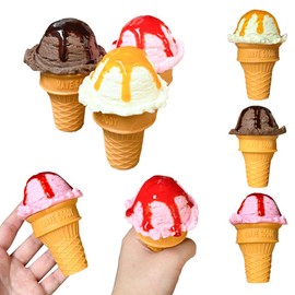 Artificial Ice Cream Scoops Realistic Simulation Imitation Fake Food Desserts Model Replica Fake Ice Cream Balls Photography Prop for Home Shops Staging Display (Combination A)