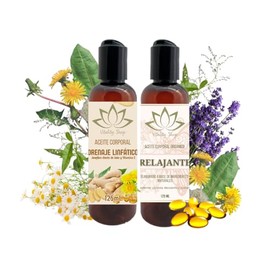 Dúo De Aceites Orgánicos Para Masaje Corporal Con Vitamina E (DÚO DRENAJE LINFÁTICO Y RELAJANTE)