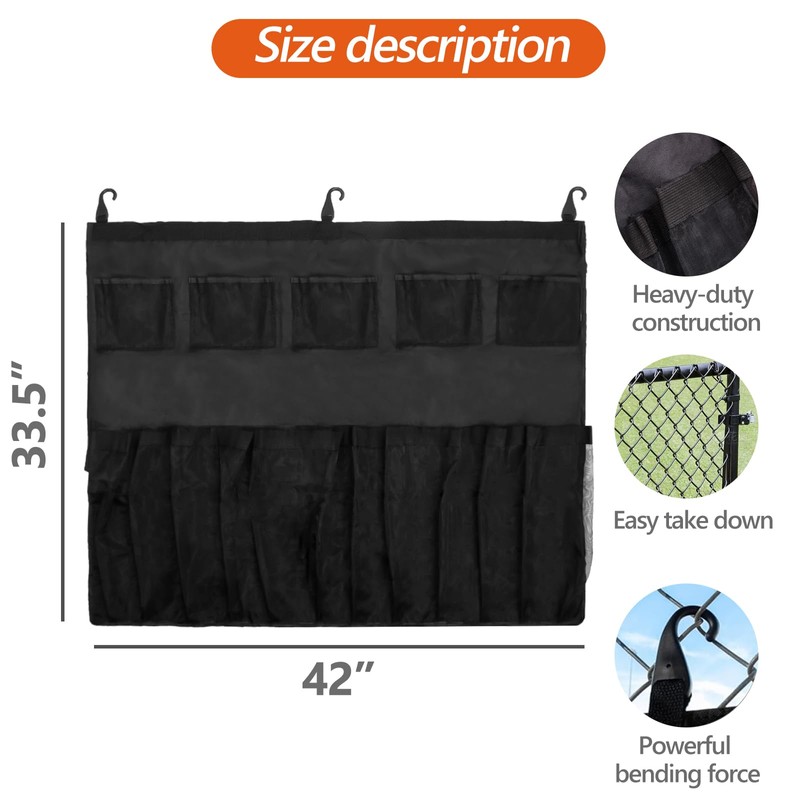 Hanging 12 Bats Baseball/Softball Dugout Organizer, Hanging Bat Bag, 600D