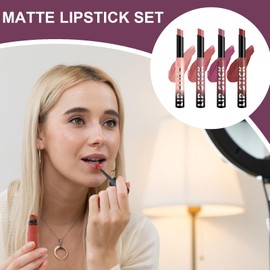 Lip Stick Set - Velvety Matte Gloss,Waterproof Lightweight Hydrating 4X Gloss for Parties All-Day Wear Festive Outdoor Events Weddings Smooth Coverage Date Nights