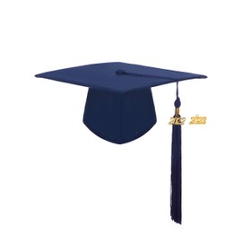 GradClassical Gorra de graduación unisex para adultos, mate, con borla 2021, para escuela secundaria y licenciatura, Azul marino, Talla única