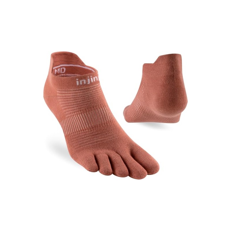 Injinji Run Lightweight No-Show Rust, L, brown