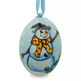 BESTPYSANKY Snowman with Scarf Wooden Christmas Ornament 3 Inches